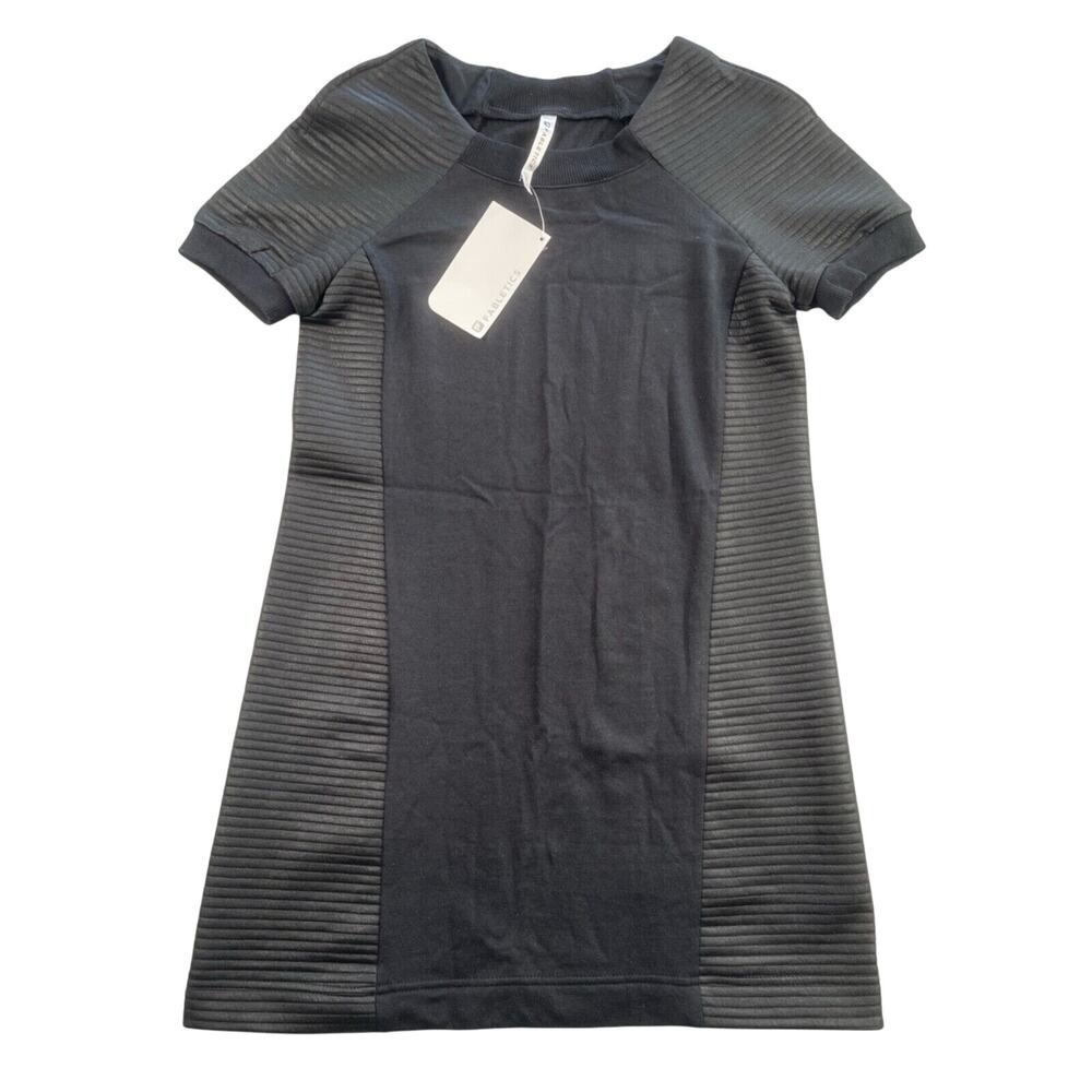 Fabletics Dress Womens Small Coated Black Quilted Fleece Relaxed Fit Brenna Mini